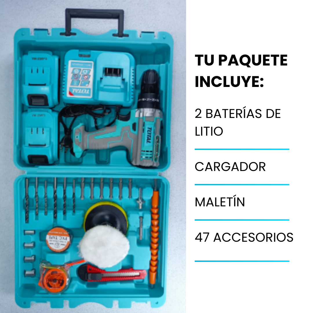 TALADRO PERCUTOR TOTAL 36V + GRATIS MALETÍN DE ACCESORIOS