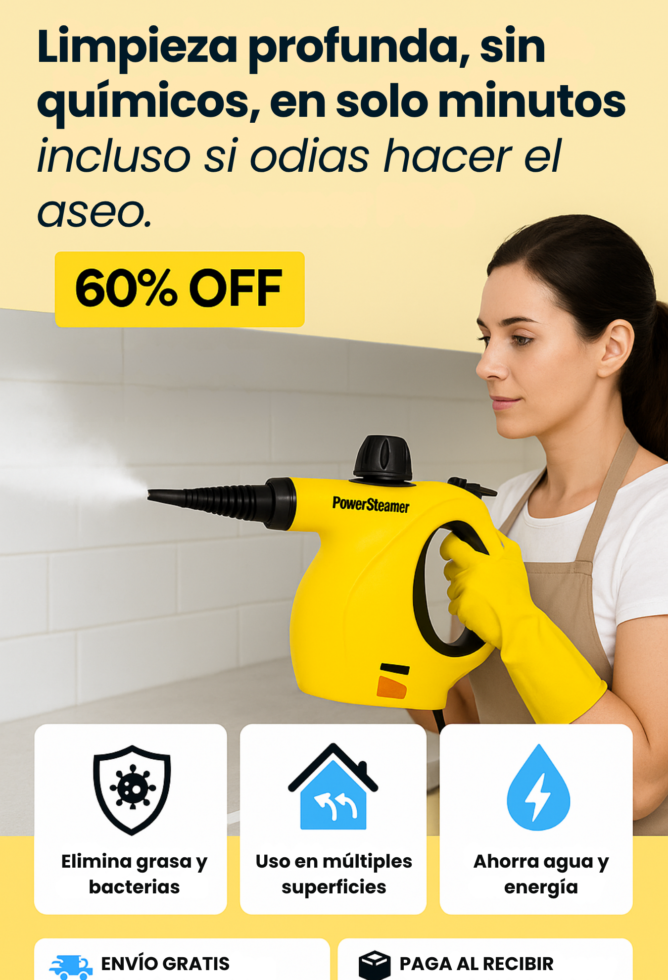 POWERSTEAMER PRO: LIMPIADOR A VAPOR Y SANITIZADOR