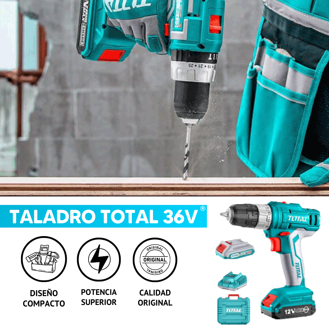TALADRO PERCUTOR TOTAL 36V + GRATIS MALETÍN DE ACCESORIOS