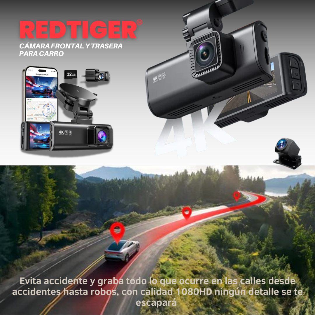 REDTIGER: CÁMARA FRONTAL Y TRASERA PARA CARRO